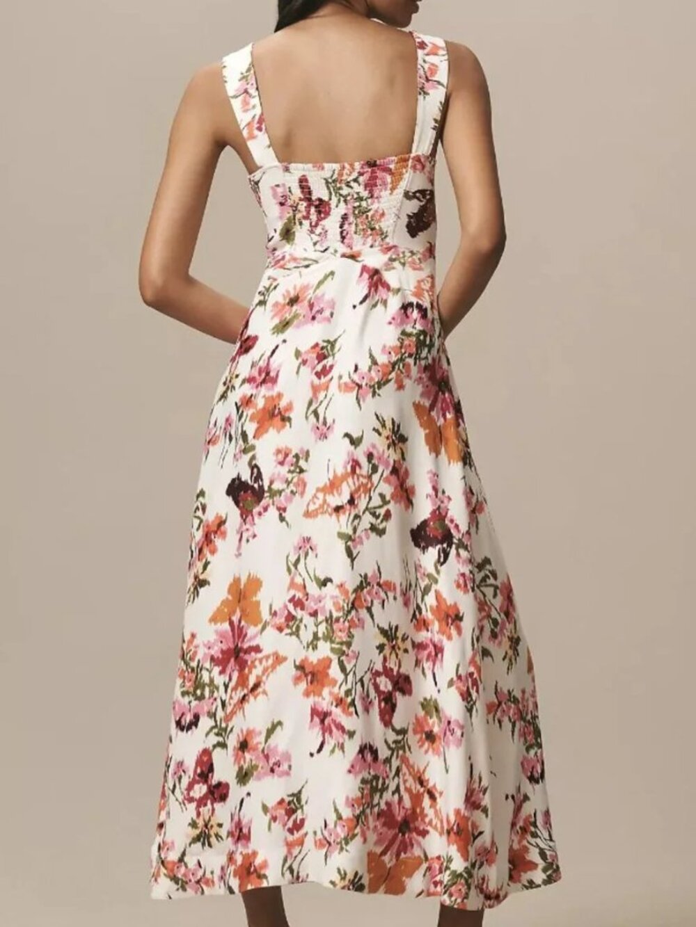 Anthropologie Maeve Sleeveless Seamed Midi Slip Dress, Pink, S - Picture 2 of 3